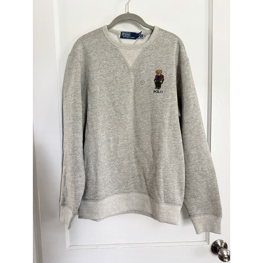 Polo Ralph Lauren Polo Bear Sweatshirt Men's M Gray Fleece 710920438001 NWOT